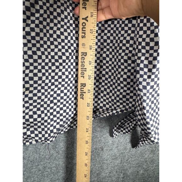 Oscar De La Renta Blouse Women 6 Checker Long Sleeve Button Front Silk Quiet Lux - Picture 5 of 7